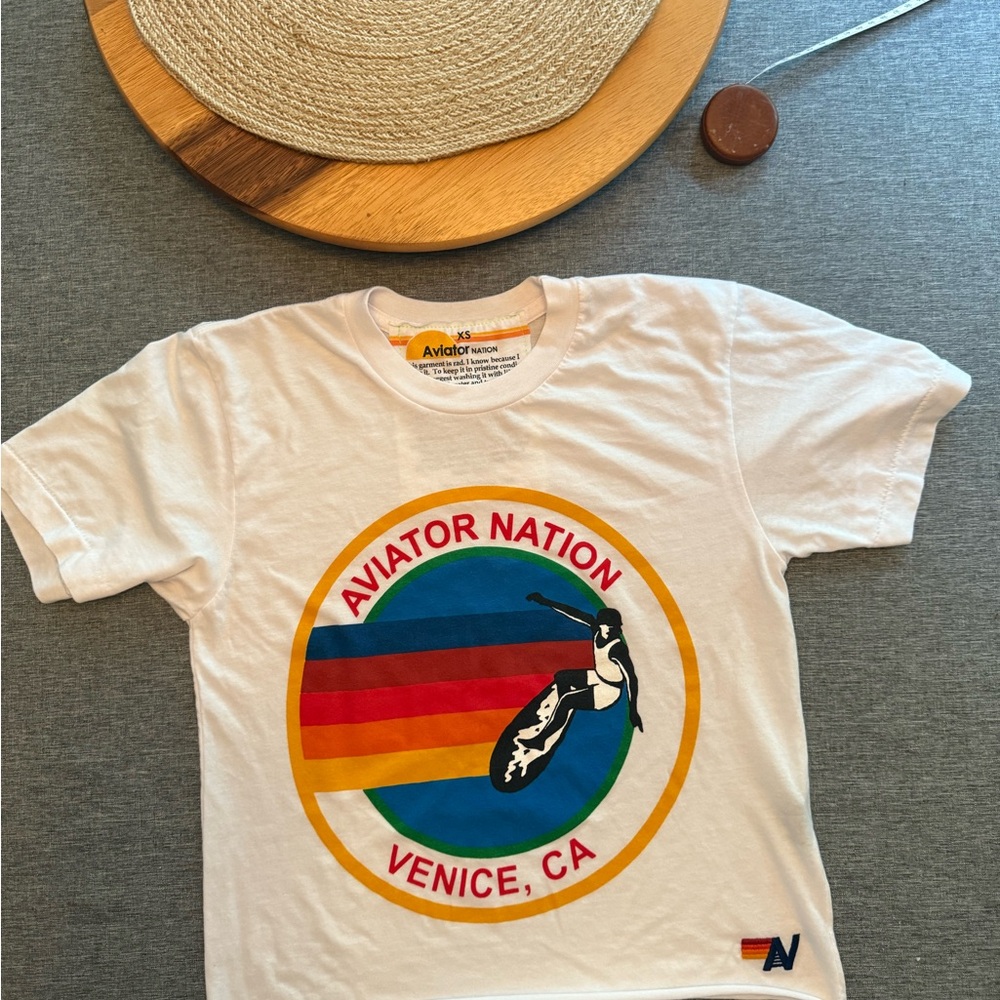 Aviator Nation White Tee with Bold Logo